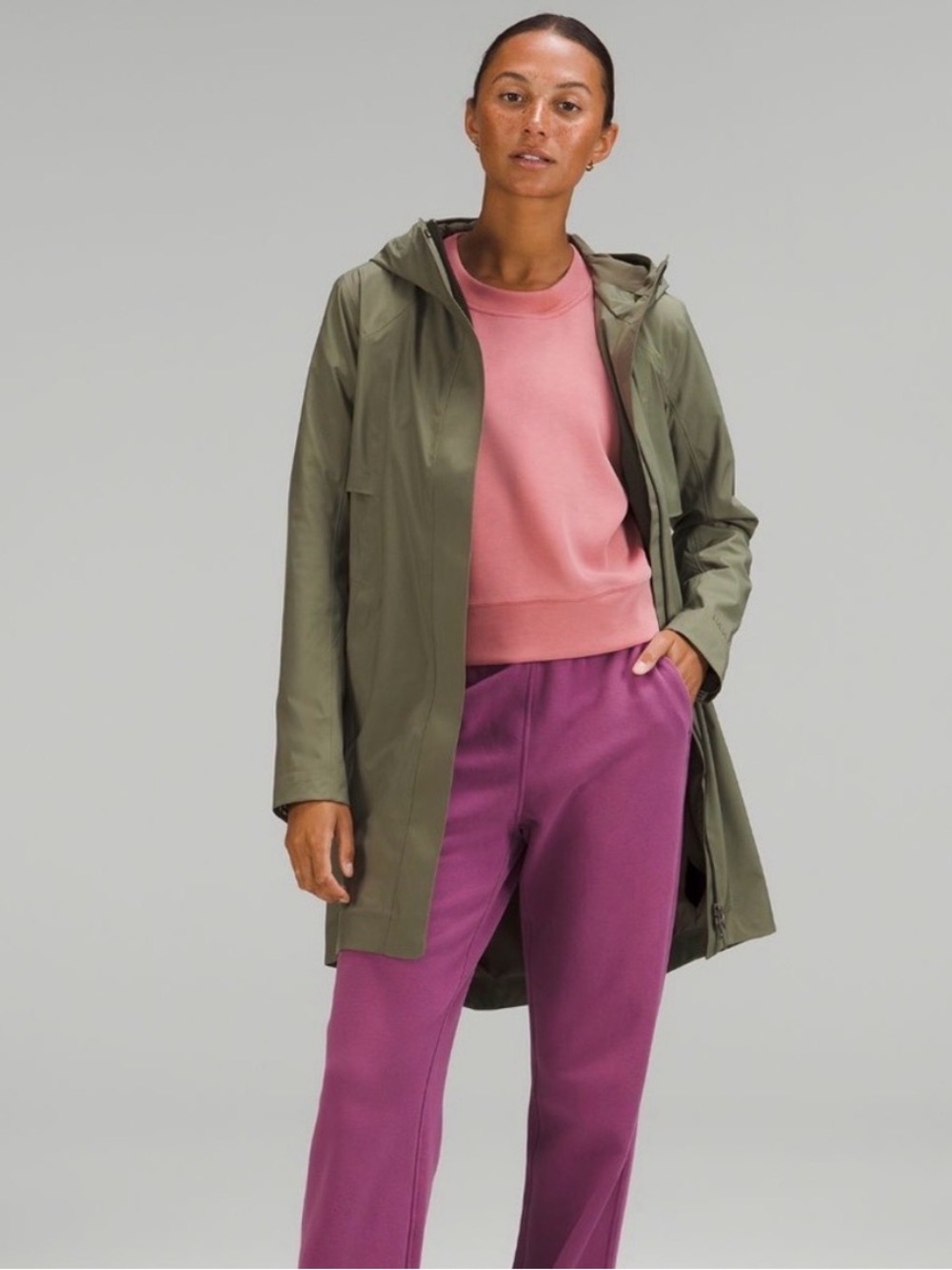 Lululemon Rain Rebel Jacket Olive Green Waterproof Hooded Raincoat